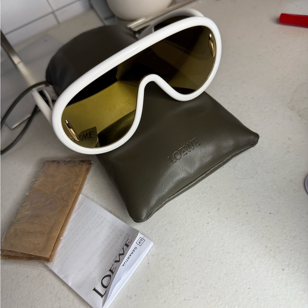 Loewe White Sunglasses with Yellow Lenses
